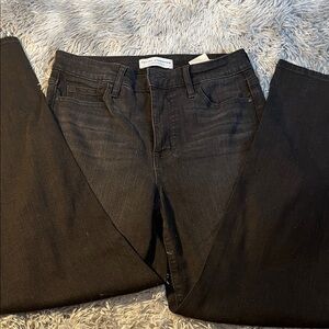 PAIGE Women's Dark Gray Straight Leg Jeans